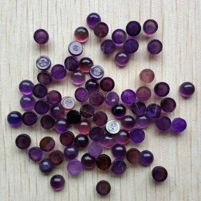 50pcs/lot 2018 Natural Amethyst stone round Cabochon 6mm beads for jewelry Accessories making