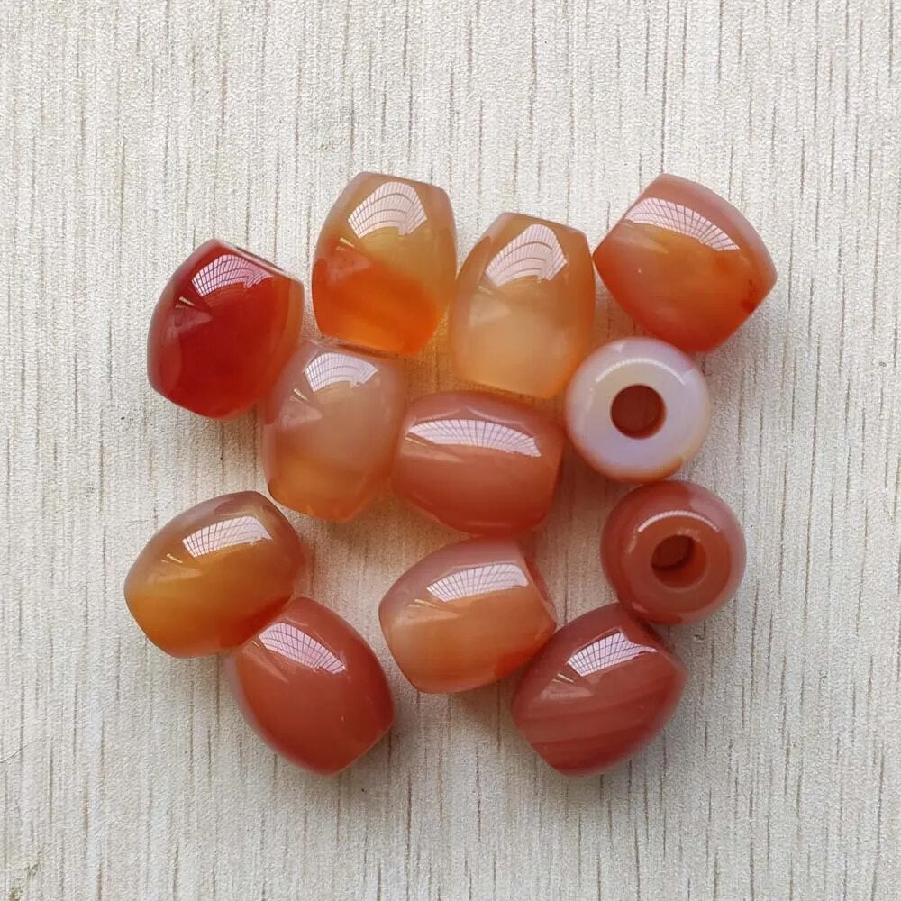 12pcs/lot natural red onyx barrel shape big hole beads for jewelry accessories making wholesale