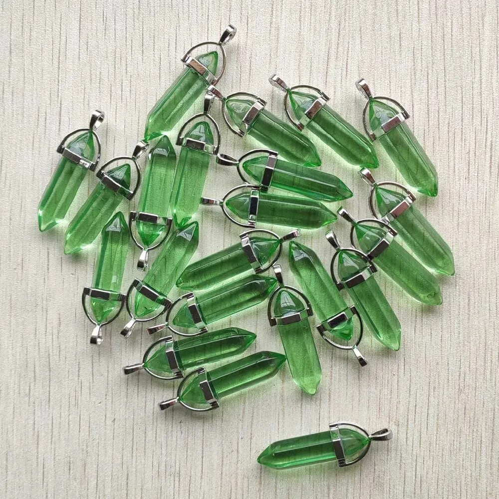 24pcs/lot aura quartz colorful pillar Point charms pendants for necklaces jewelry making