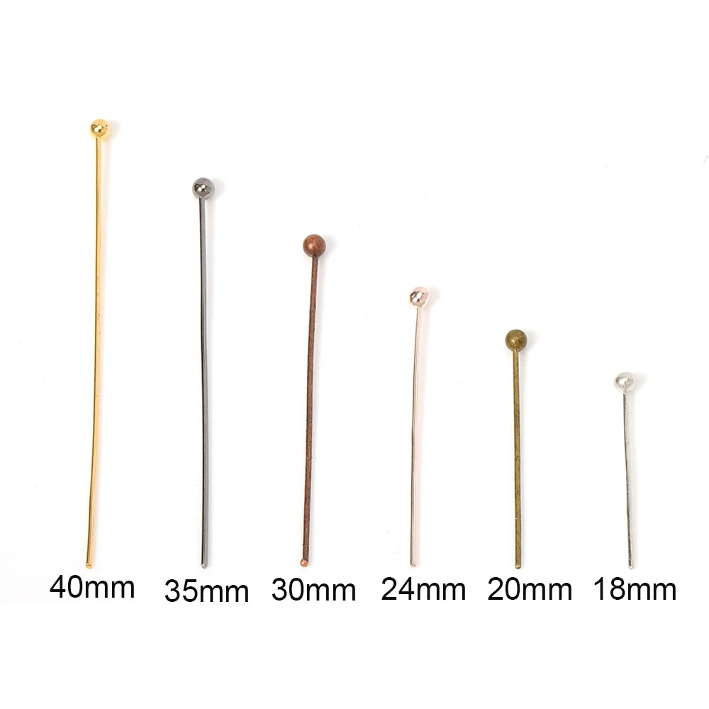 200Pcs 18-50mm Rose Gold Ball Head Pins Dia 0.5mm for DIY Jewelry Making Findings Accessories Supplies