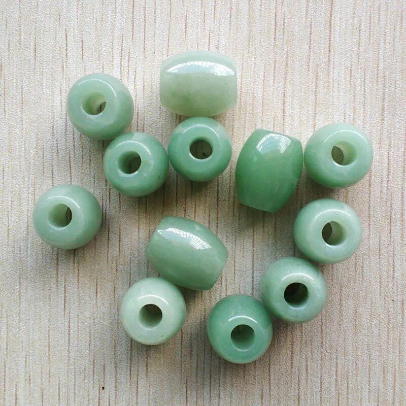 12pcs/lot natural green aventurine barrel shape big hole beads for bracelet jewelry making wholesale
