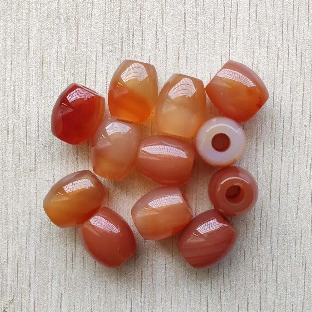 12pcs/lot natural red onyx barrel shape big hole beads