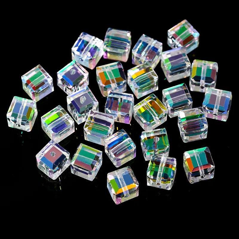 50/100pcs 4/6/8mm crystal beads ab colorful cube beads for jewelry making glass beads diy bracelet earrings necklace