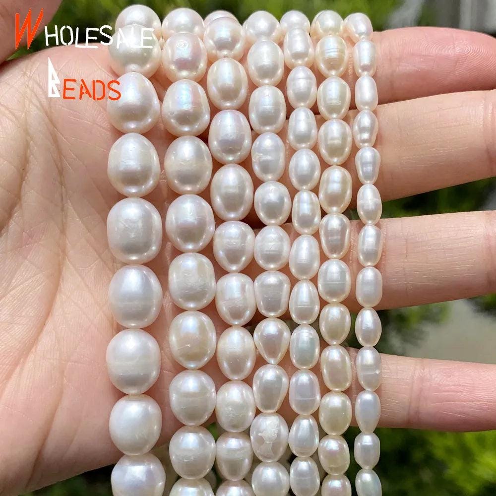 Real Natural Freshwater Pearls AAA Rice Shape High Quality Punch Loose Beads