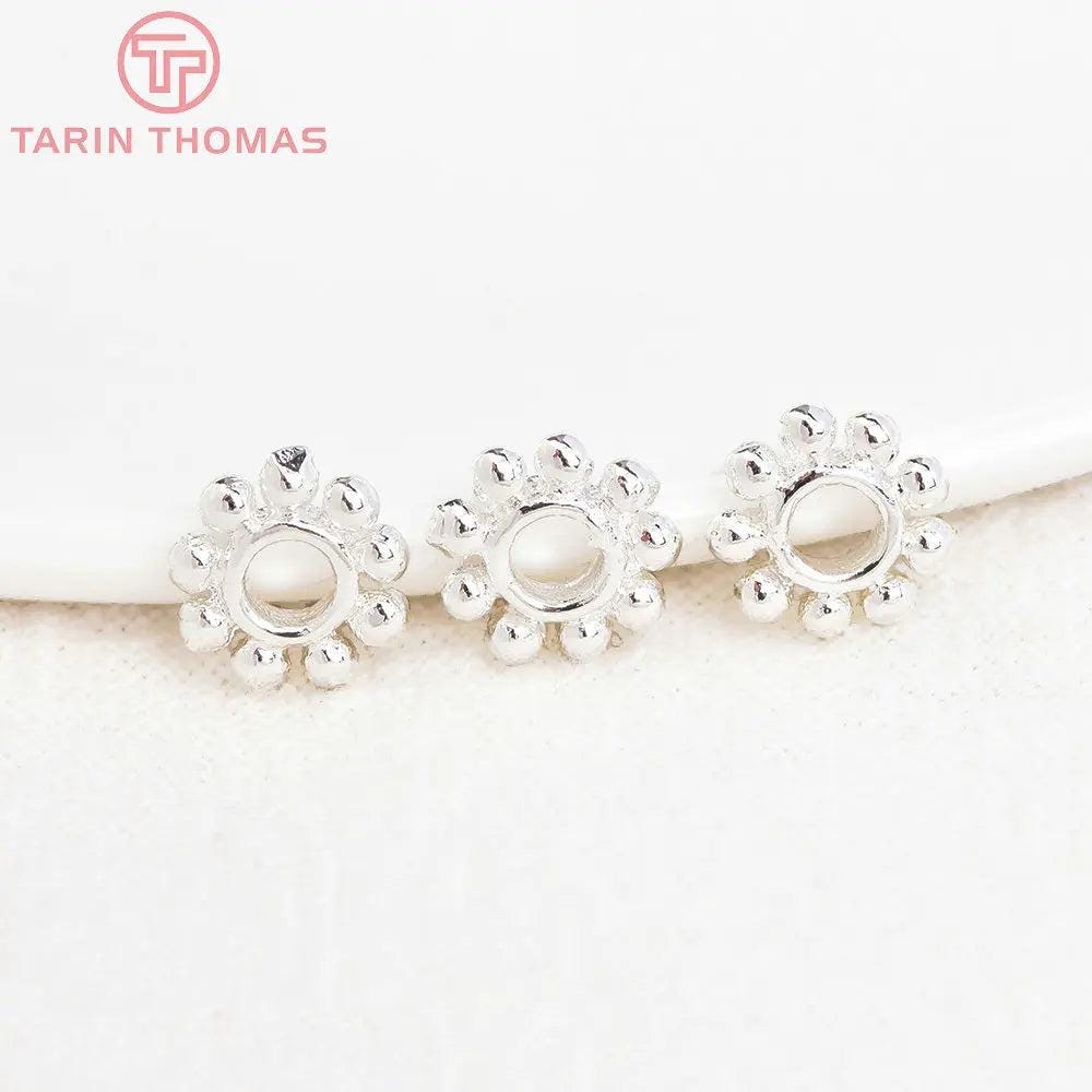 20PCS 24K Gold Plated Brass Bracelets Daisy Flower Spacer Beads