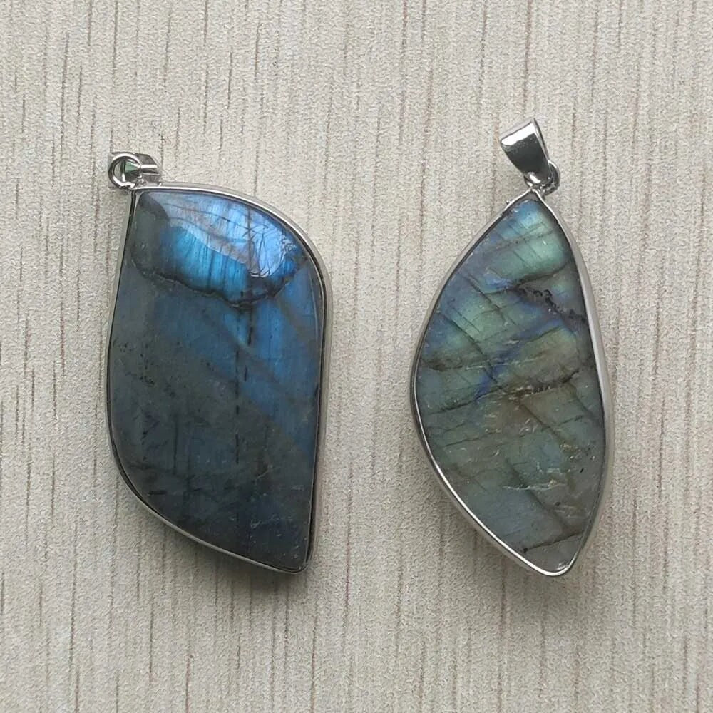 8pcs/lot natural labradorite irregular charms pendants for jewelry making wholesale