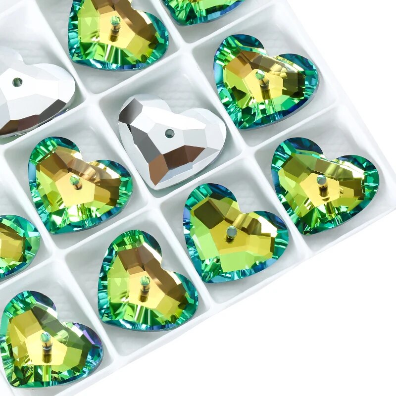 12PCS 15x18mm Crystal Beads Heart Shaped Pendant Beads for Jewelry Making Bracelet Necklace Earrings DIY Jewellery Beads