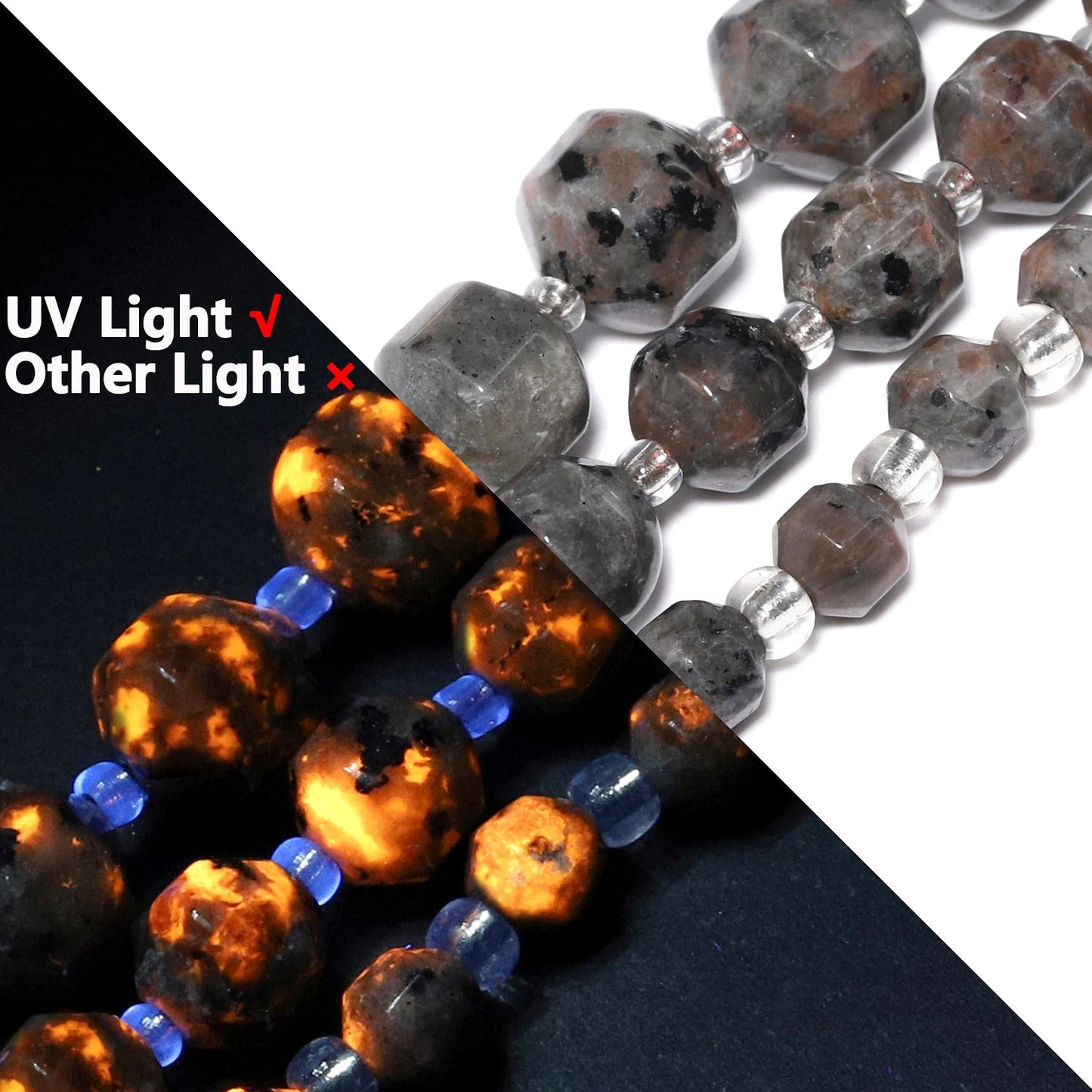 6/8/10mm Faceted Yooperlite Natural Flame Stone Beads Spacer Beads