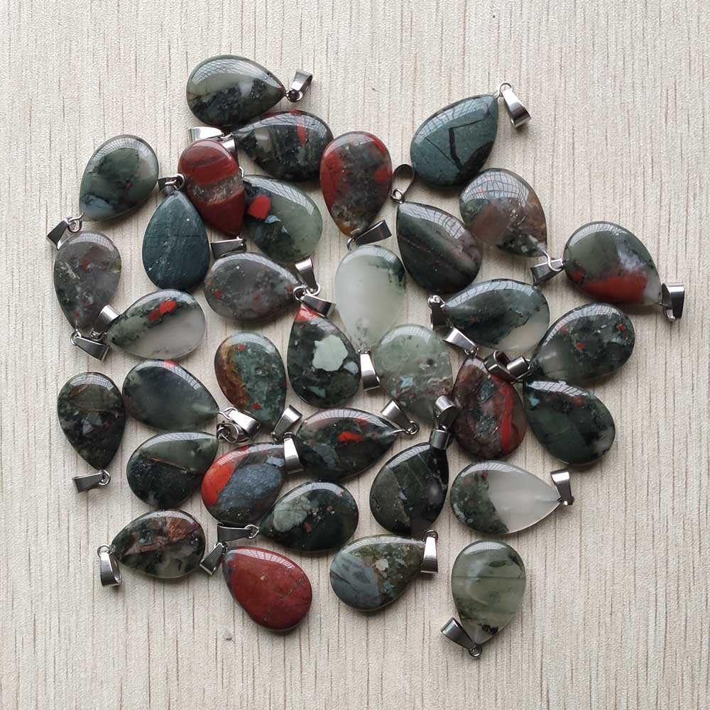 50pcs/lot fashion good quality natural bloodstone water drop charms pendants for diy necklace jewelry