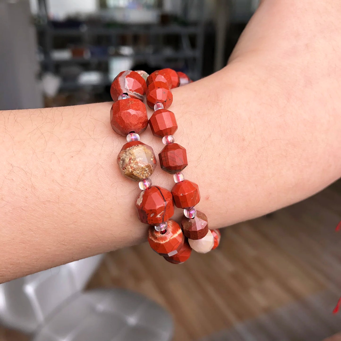 Red Jasper Natural Gemstone Faceted Beads