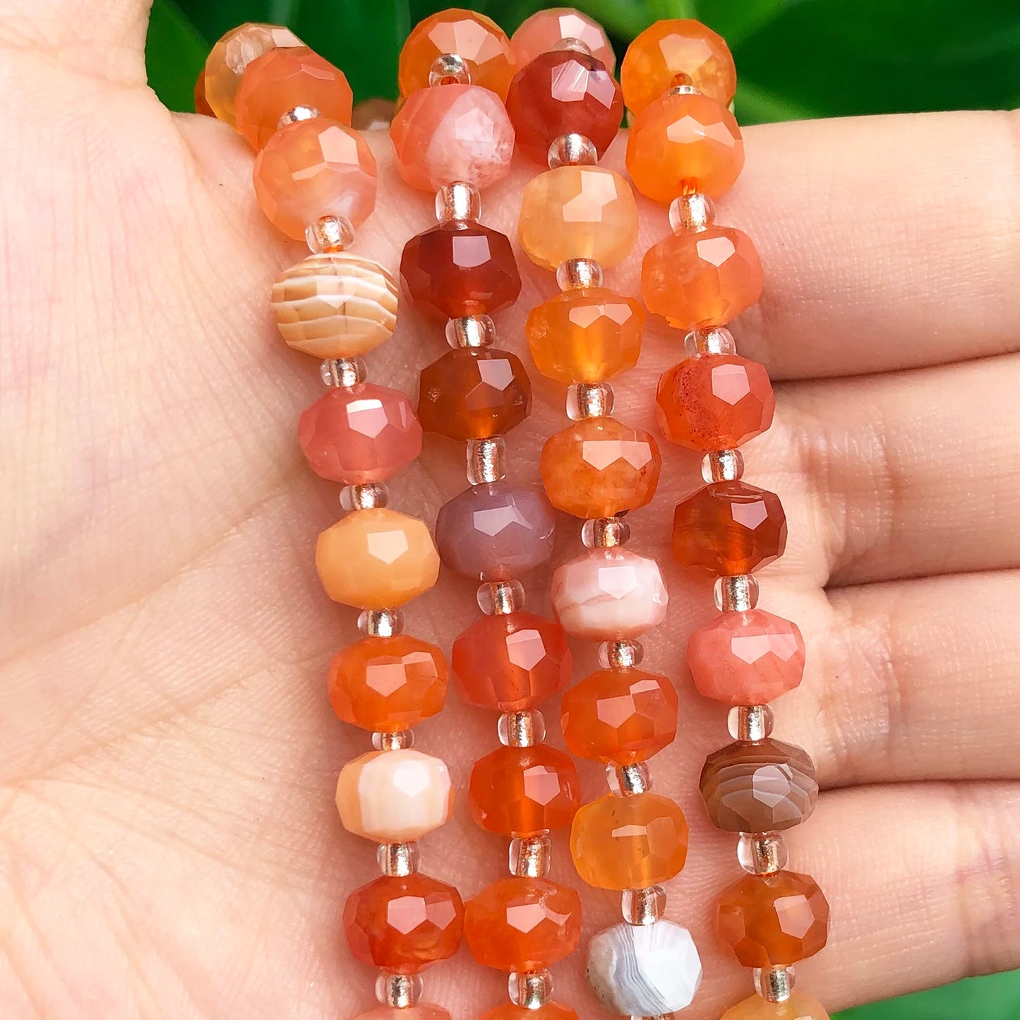 8x6mm Faceted Carnelian Orange Agates Stone Column Shape Loose Gem Beads 7.5''