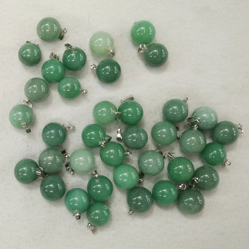 50pcs/lot Natural Green Aventurine stone ball pendants for jewelry making