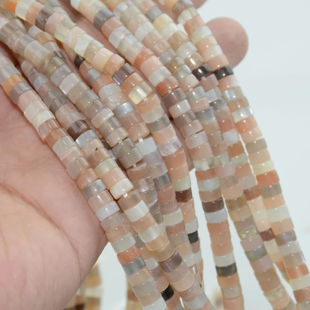 Natural Mixed Color Moonstone Wheel Beads 3x6mm