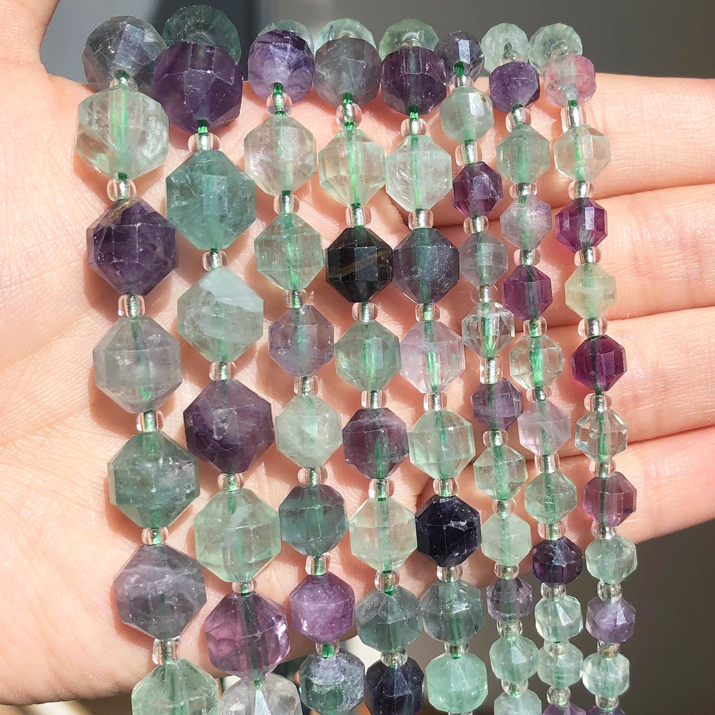 Olive Shape Colorful Fluorite Quartz Stone Natural Gemstone Faceted Loose Beads