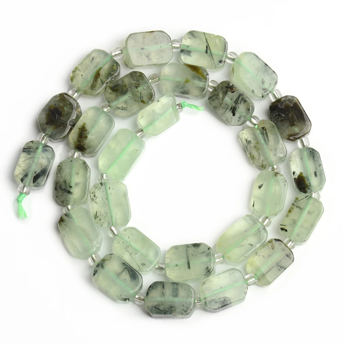 Green Prehnite Rectangle Natural Gemstone Beads