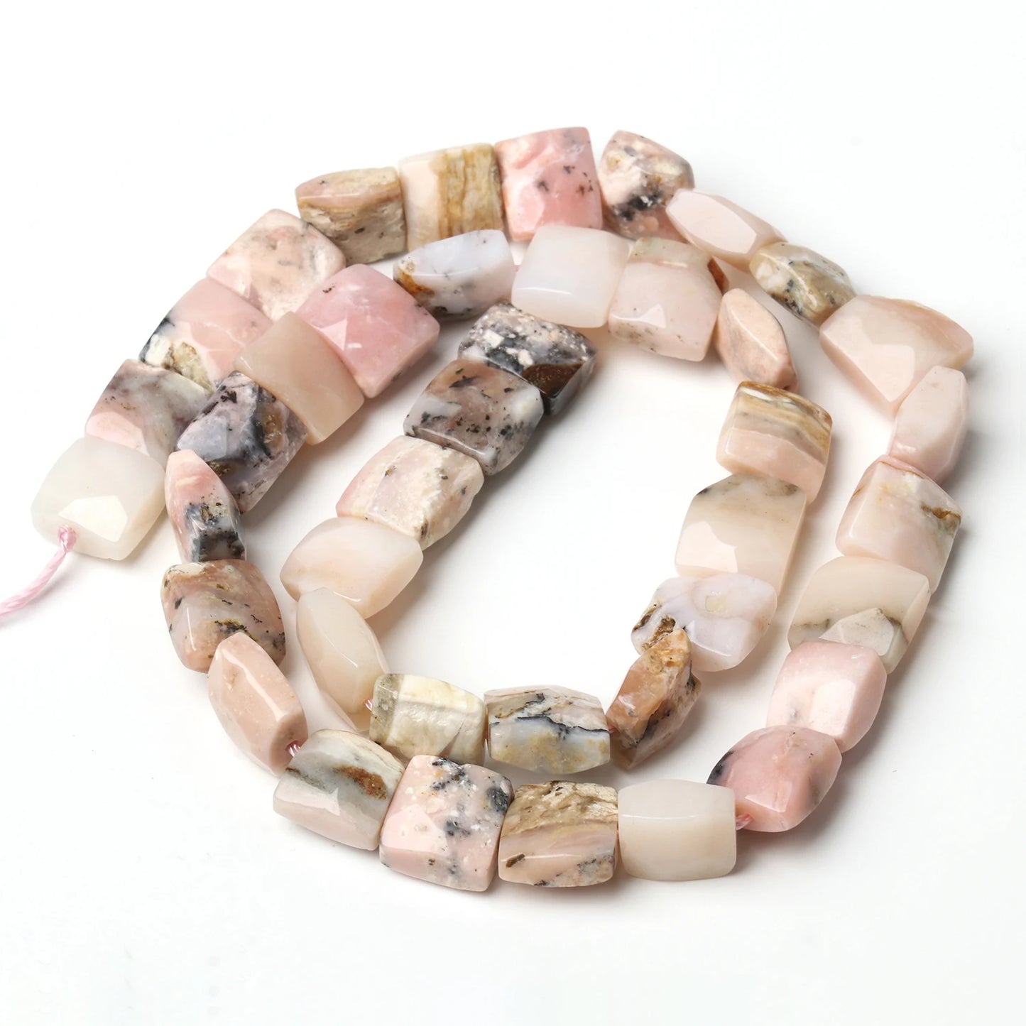 Faceted AAA Pink Opal Square 10mm Natural Stone Bead Cube Loose Beads