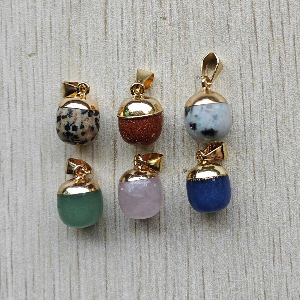 12pcs Natural Gemstone Mix bean-shaped pendants charms diy jewelry making gold plated
Wholesale