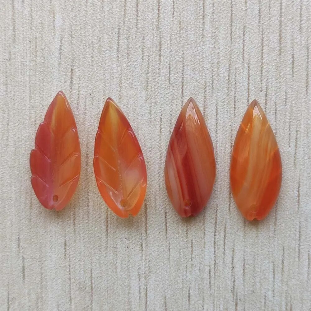 12pcs/lot natural red onyx carnelian carved Leaf charms pendants for jewelry Accessories making