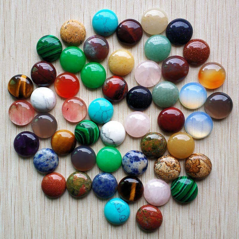 500pcs/lot mixed natural stone round cabochon 16mm stone beads for jewelry making Wholesale