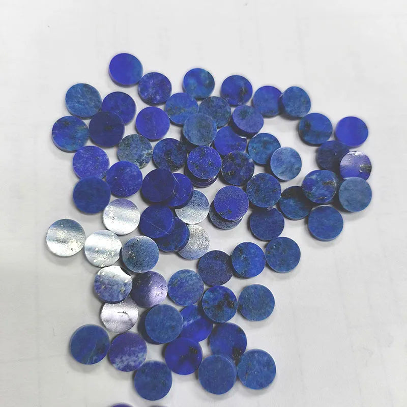 50PCS/Lot Round Coin Shape Natural Stone Lapis Lazuli Gems Double Flat