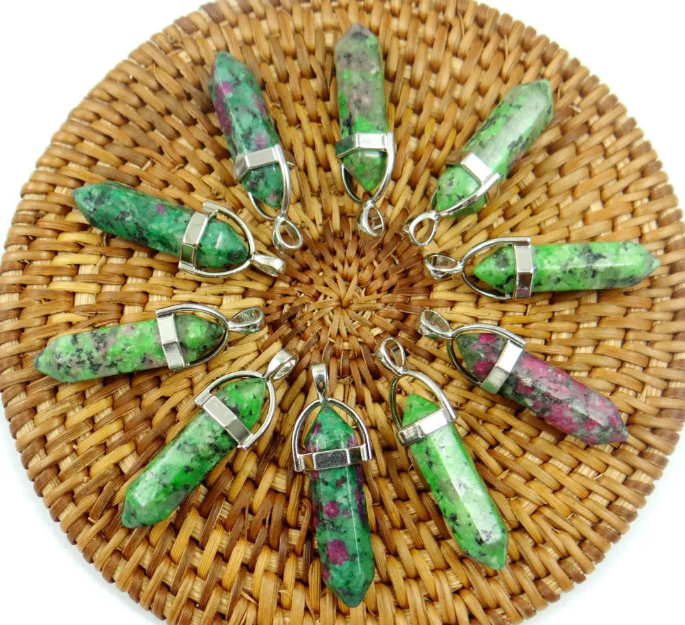 24Pcs Natural Gem Stone Quartz Crystal Point Healing Pendulum Gemstone Pendant Reiki Wholesale