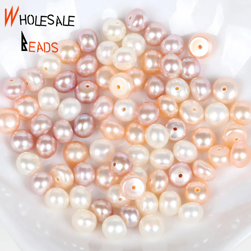 10pairs Natural Freshwater Pearl High Quality Button Half Drilled Hole Loose Beads For Jewelry Making DIY Hairpins Necklace