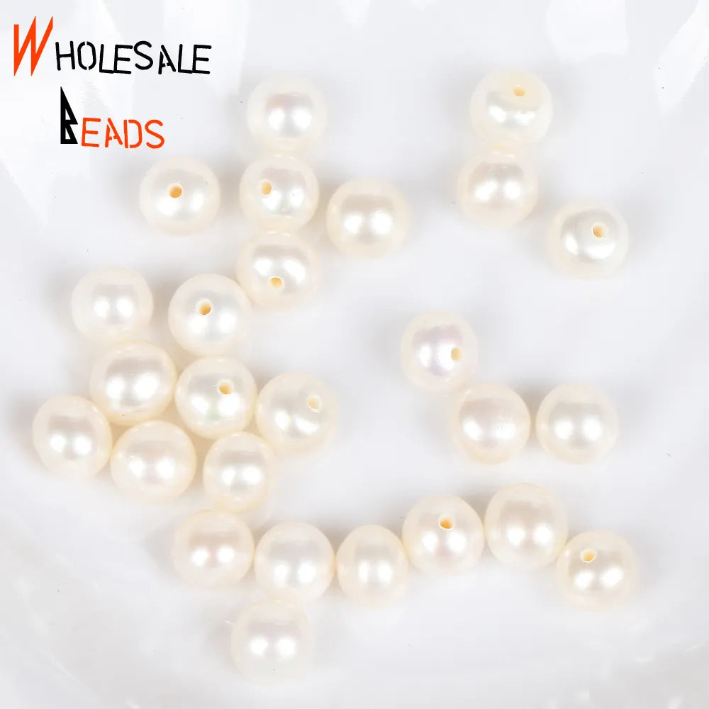 10pairs Natural Freshwater Pearl High Quality Button Half Drilled Hole Loose Beads For Jewelry Making DIY Hairpins Necklace