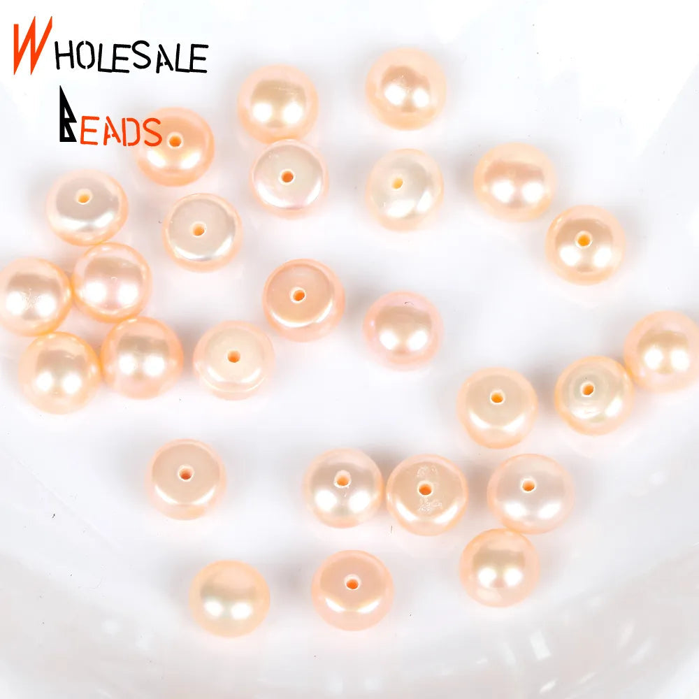 10pairs Natural Freshwater Pearl High Quality Button Half Drilled Hole Loose Beads For Jewelry Making DIY Hairpins Necklace