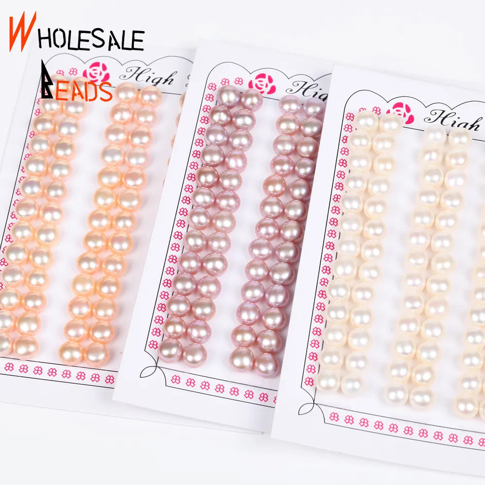 10pairs Natural Freshwater Pearl High Quality Button Half Drilled Hole Loose Beads For Jewelry Making DIY Hairpins Necklace