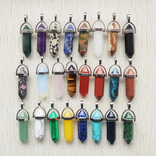 50pcs/Lot good quality mix Natural Stone pillar crystal Pendants for jewelry making necklaces