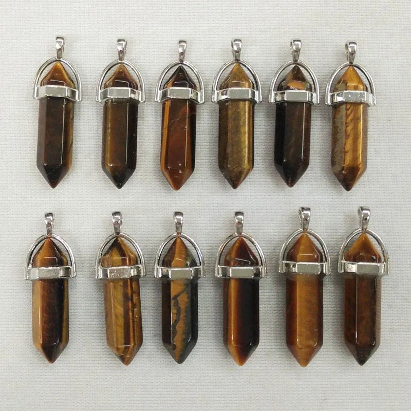 50pcs/Lot good quality mix Natural Stone pillar crystal Pendants for jewelry making necklaces
