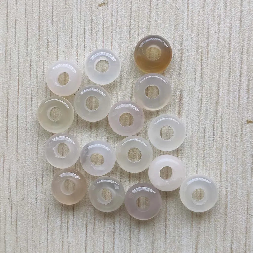 50pcs Natural stone mix round charms big hole charms euro beads 10mm for jewelry making