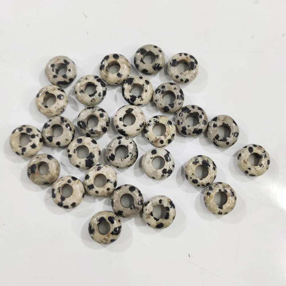 50pcs Natural stone mix round charms big hole charms euro beads 10mm for jewelry making