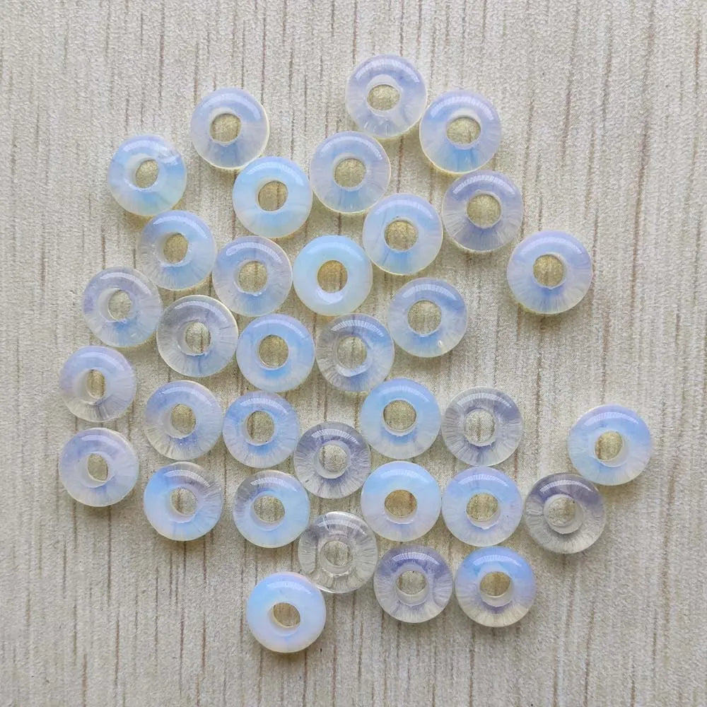 50pcs Natural stone mix round charms big hole charms euro beads 10mm for jewelry making