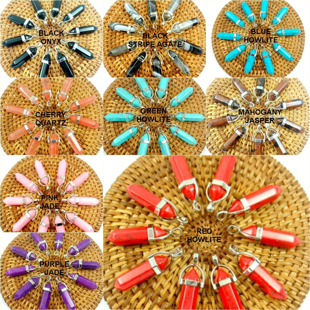 50pcs/Lot good quality mix Natural Stone pillar crystal Pendants for jewelry making necklaces