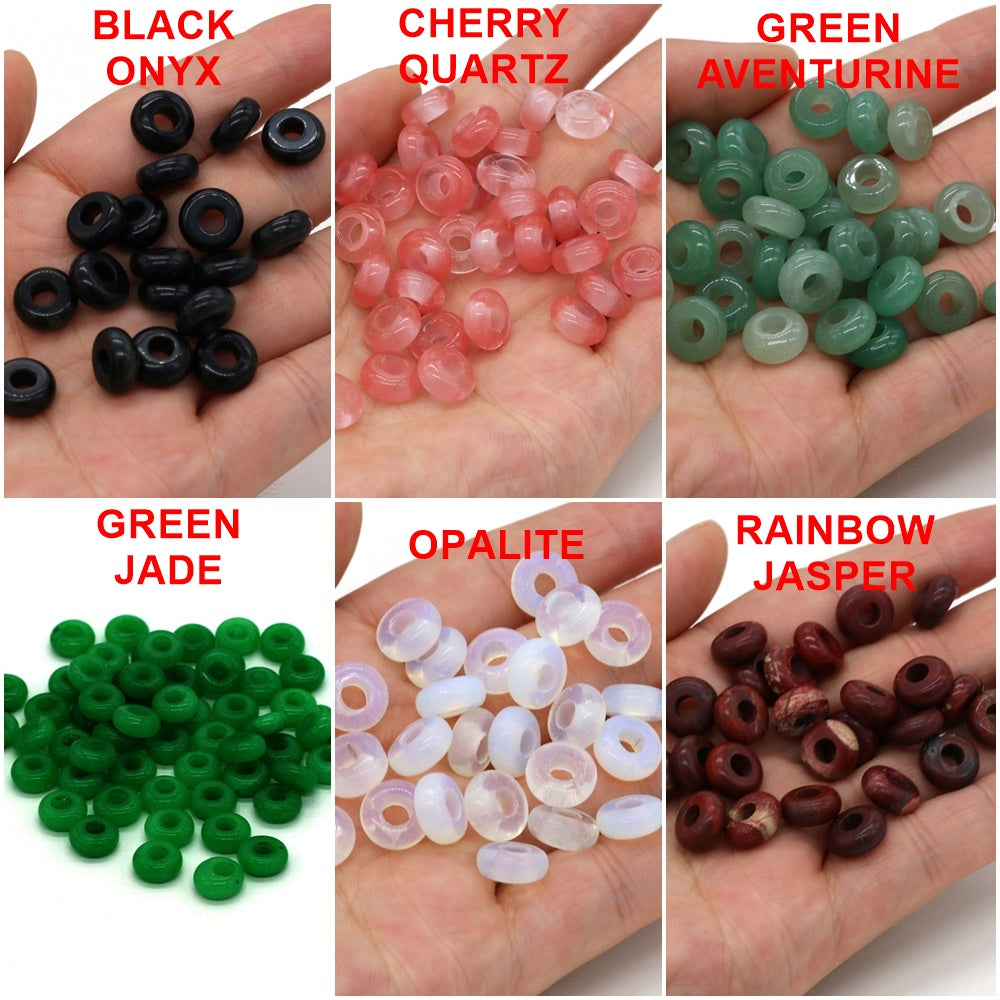 50pcs Natural stone mix round charms big hole charms euro beads 10mm for jewelry making