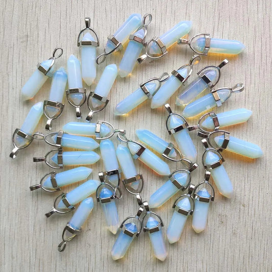 24pcs/lot Opalite pillar point Chakra charms pendants for jewelry making Wholesale