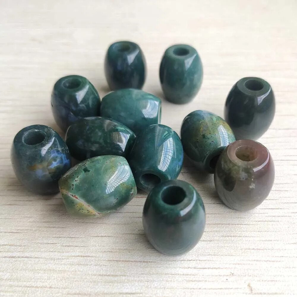 12pcs natural indian agate barrel shape big hole beads for bracelet jewelry making