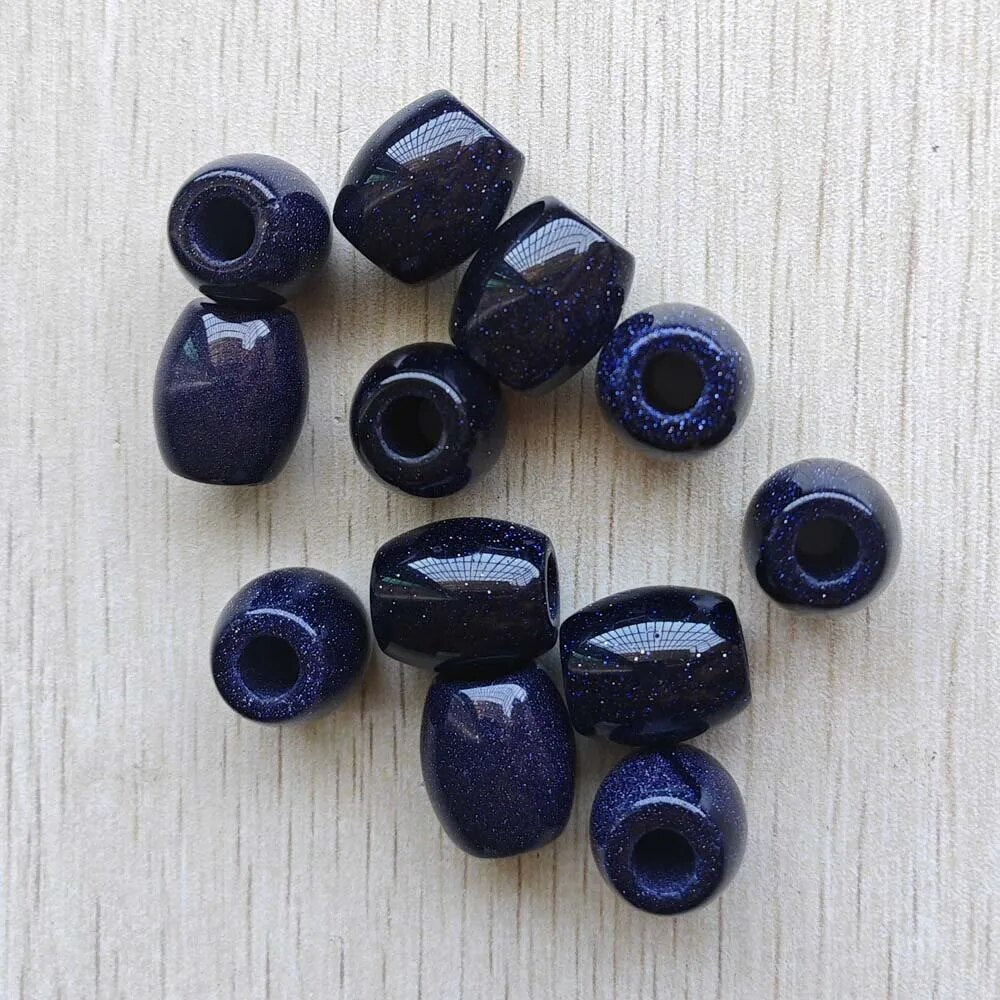 12pcs blue sandstone barrel shape big hole beads for bracelet jewelry making wholesale