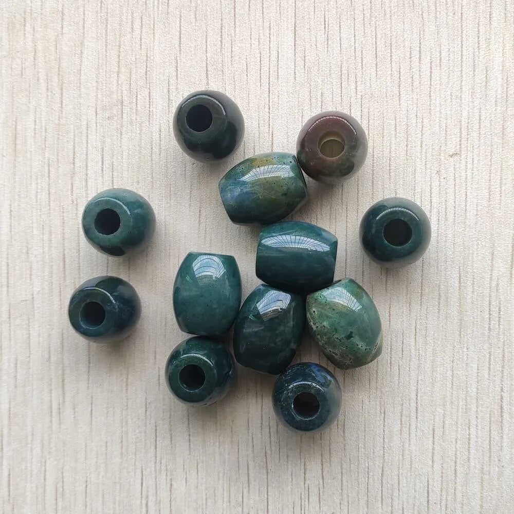 12pcs natural indian agate barrel shape big hole beads for bracelet jewelry making