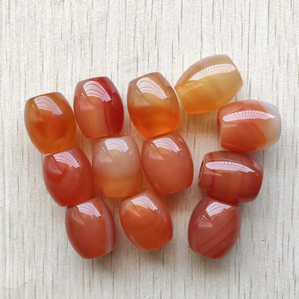 12pcs/lot natural red onyx barrel shape big hole beads for jewelry accessories making  wholesale