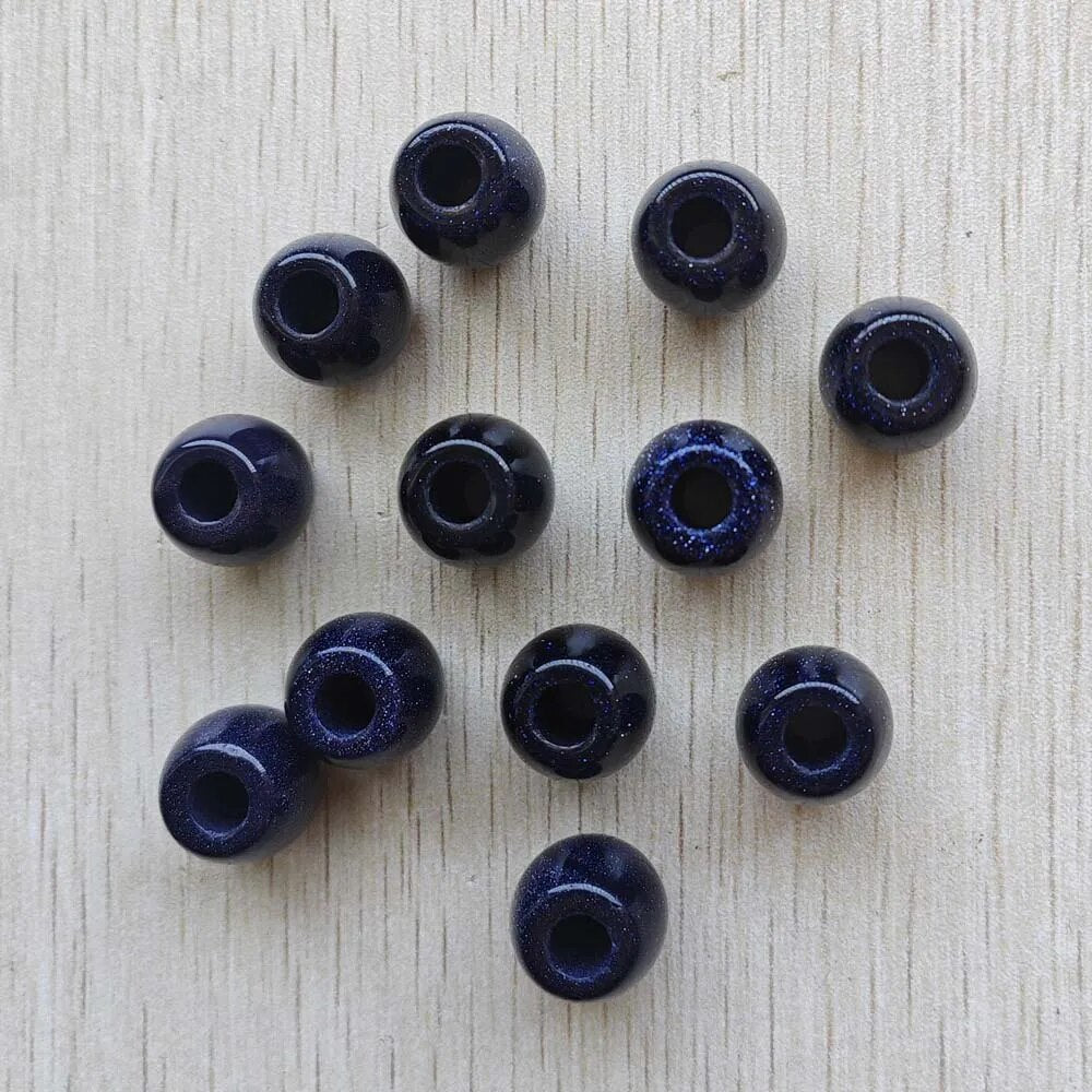 12pcs blue sandstone barrel shape big hole beads for bracelet jewelry making wholesale