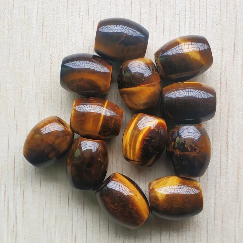 12pcs/lot Natural Tiger Eye stone barrel shape big hole beads for Bracelet jewelry making wholesale