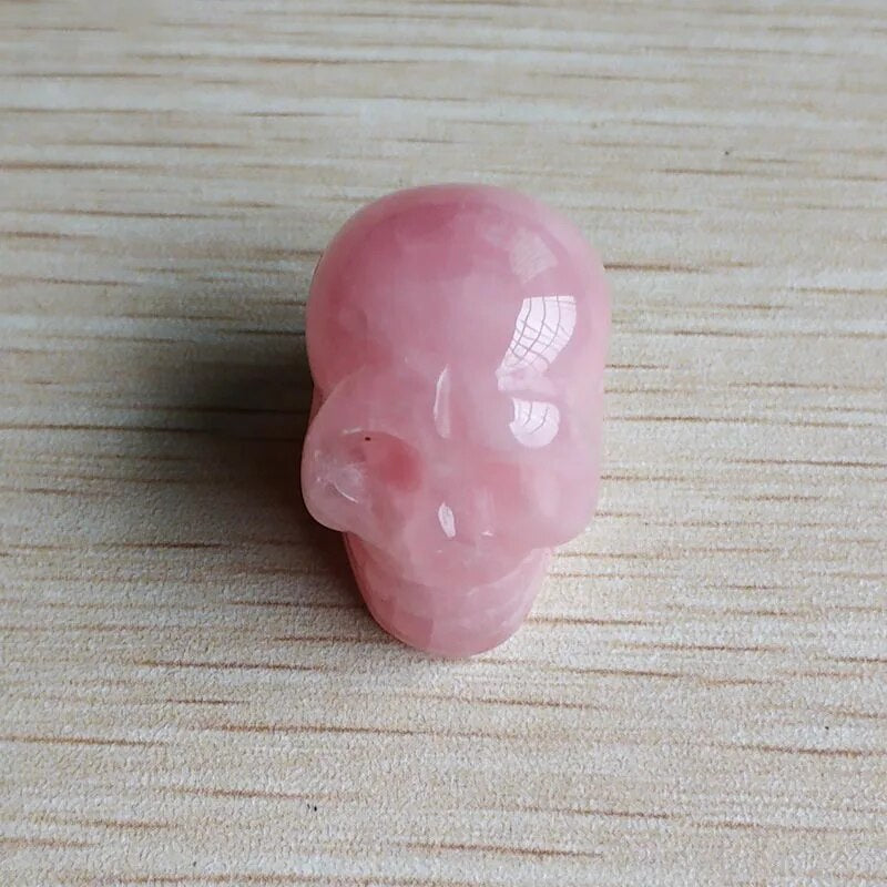 6pcs/lot Natural Rose Quartz stone carved pink skull charm pendants for diy jewelry accessories making