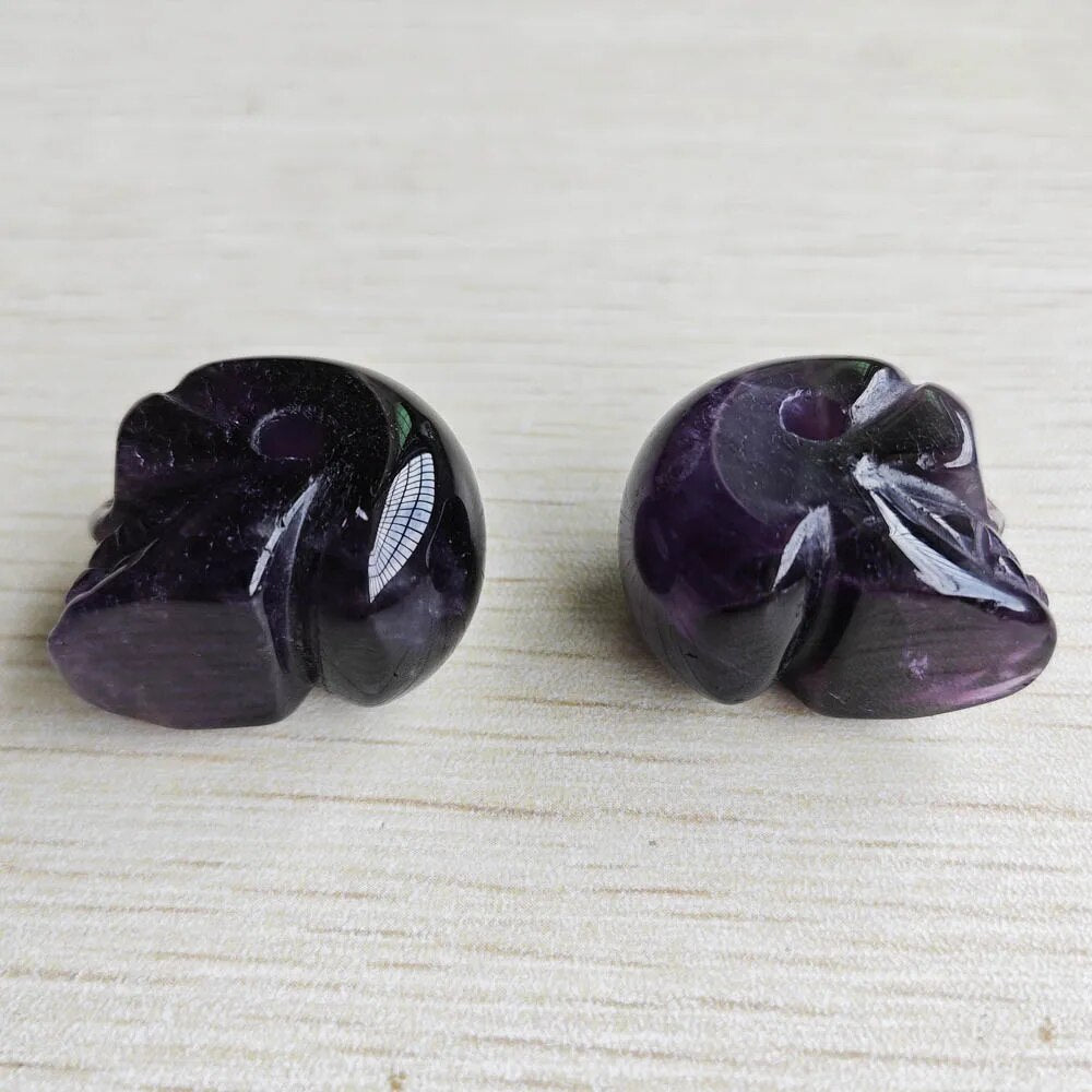 2pcs/lot Natural amethyst stone carved skull shape pendants for jewelry accessories making