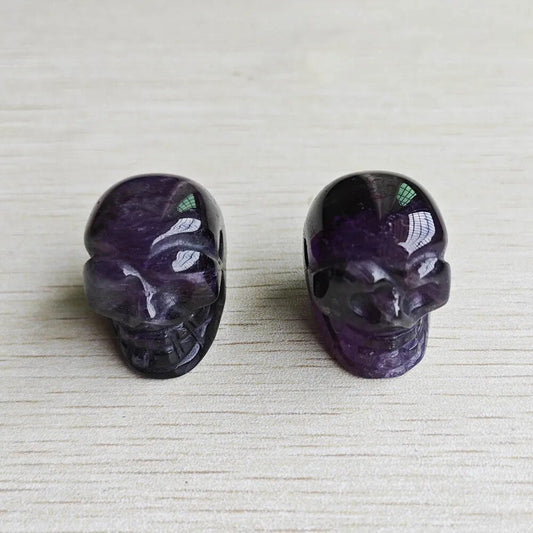 2pcs/lot Natural amethyst stone carved skull shape pendants for jewelry accessories making