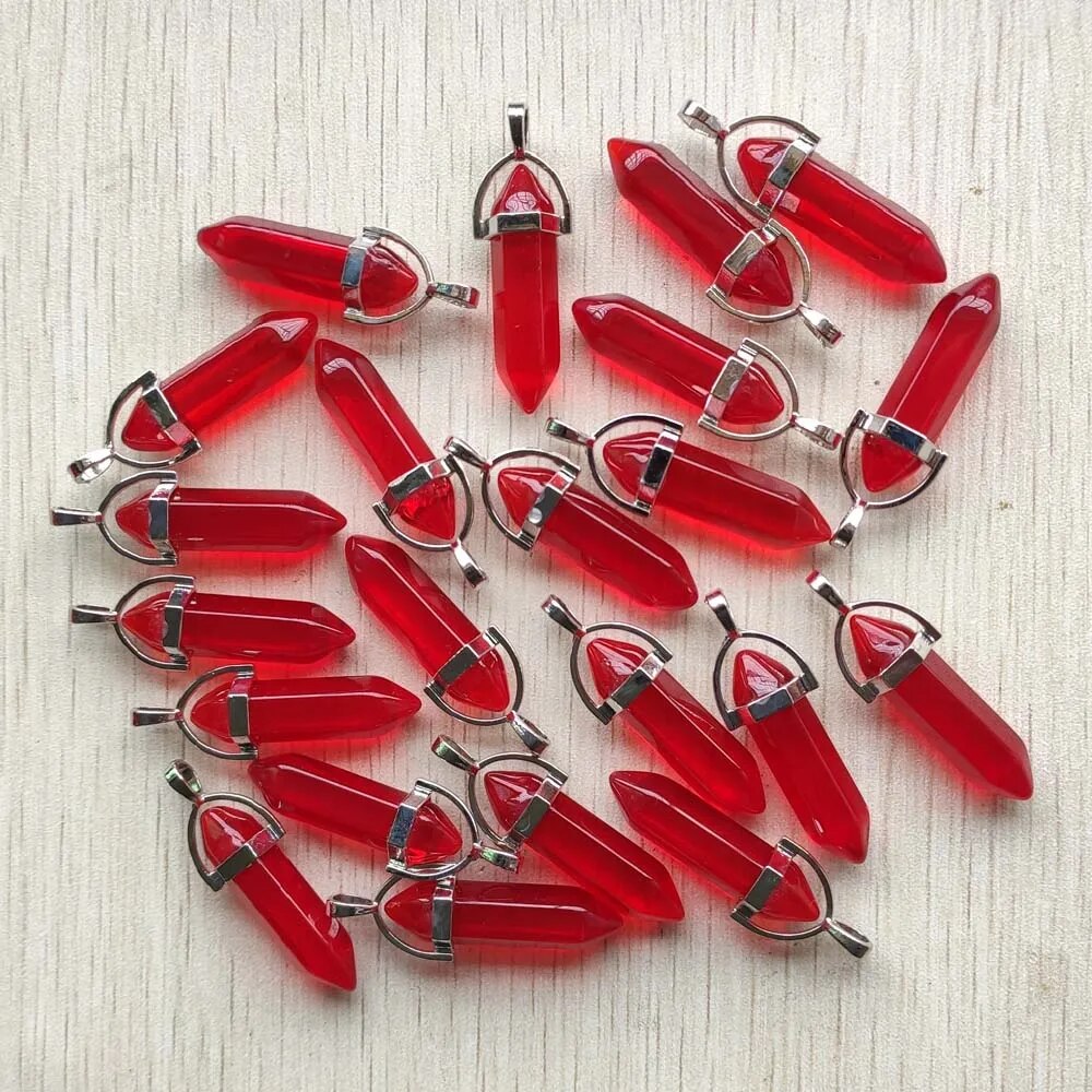 24pcs/lot aura quartz colorful pillar Point charms pendants for necklaces jewelry making