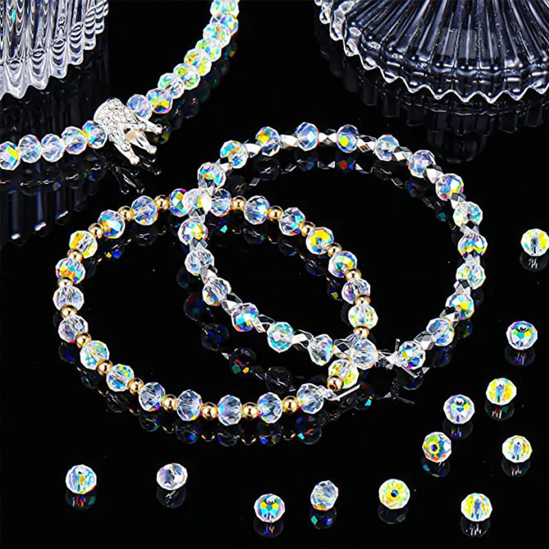 100/150PCS AB Color Crystal Rondelle Faceted Beads for DIY Bracelets Necklace Pendants Jewelry Making 4/6/8MM