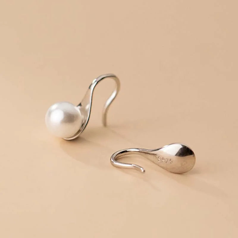 Solid 925 sterling Silver Earring Hooks Posts for Round Pearl Gem Earrings 18k Gold Jewelry Making Findings