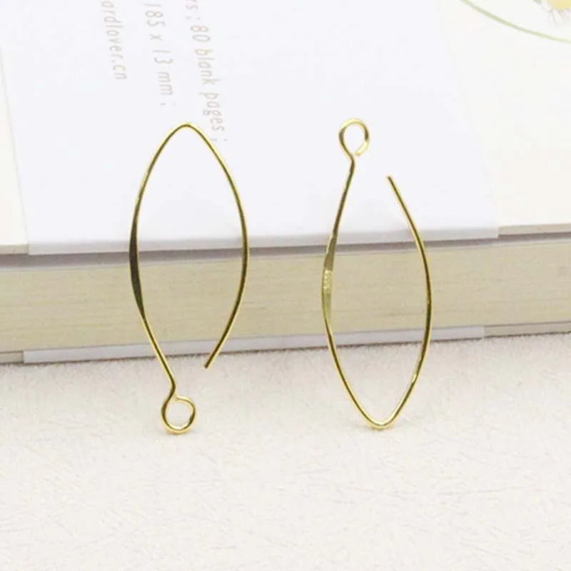 Solid 925 Sterling Silver Earring Hooks Gold Ear Wire Settings for Making Earrings 30mm